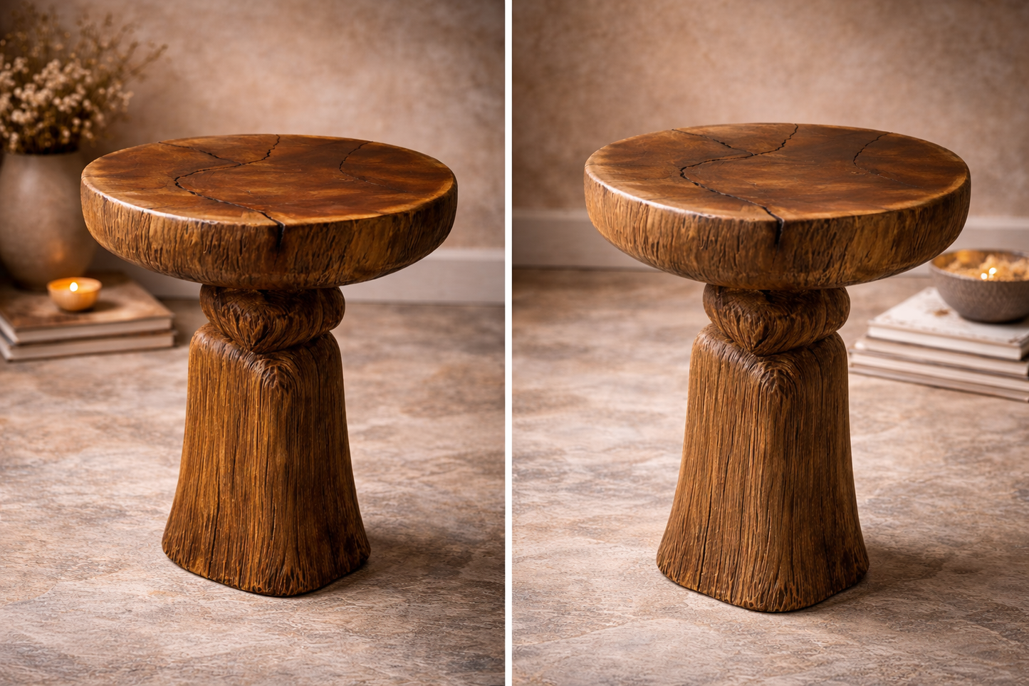 Riftwood Pedestal Table - Handcrafted Sculptural Solid Wood Accent