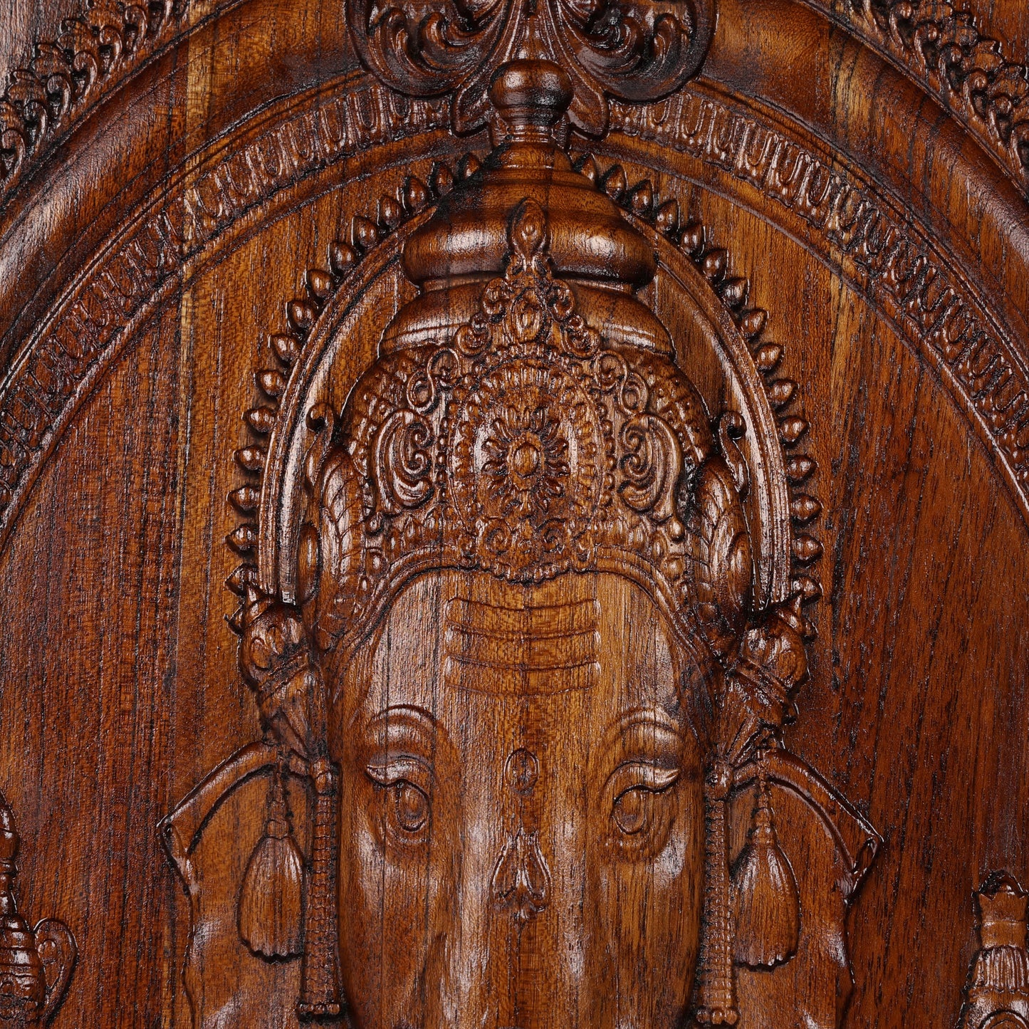 Lord Ganesha Mahogany Wood Wall Art