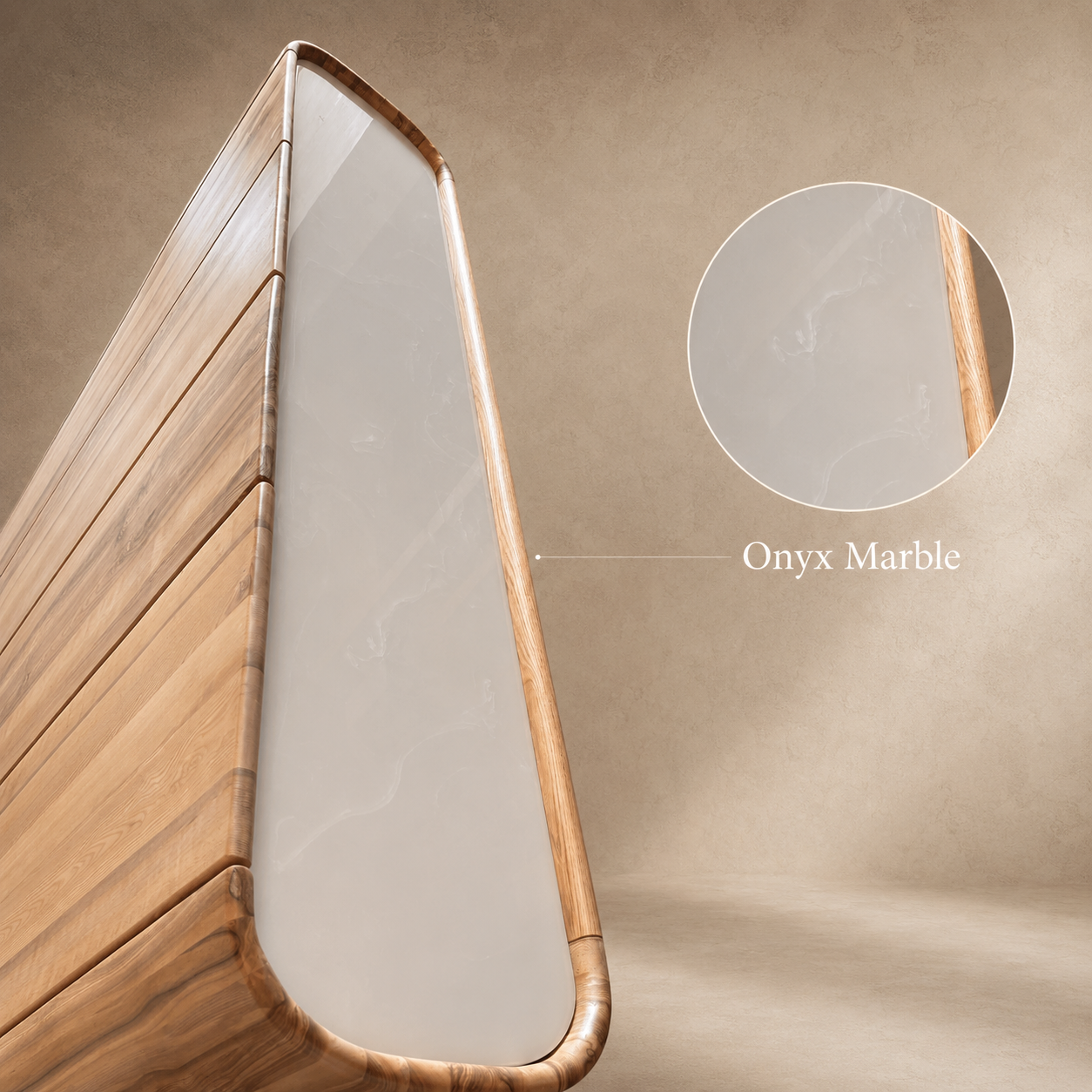 Aurelia Onyx Marble & White Ash Sideboard