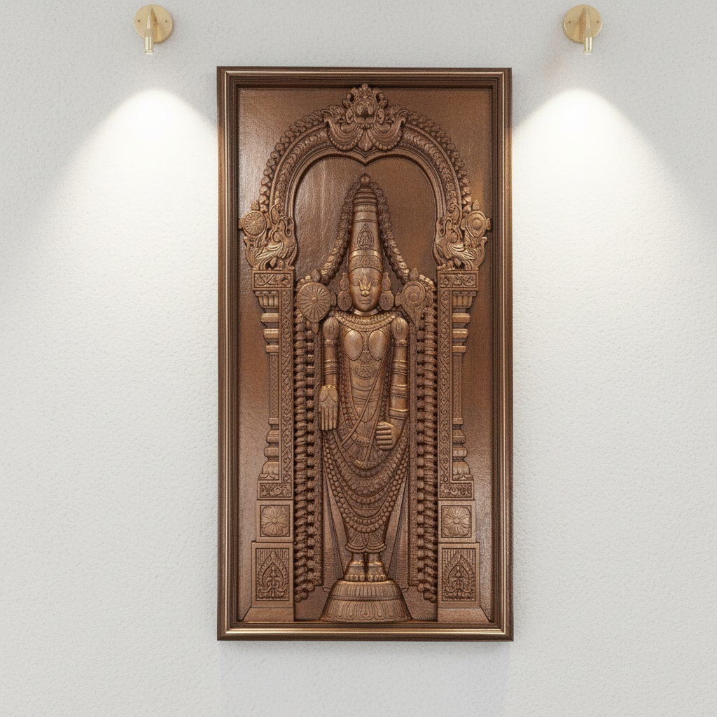 Lord Tirupati Balaji Solid Wood Wall Art