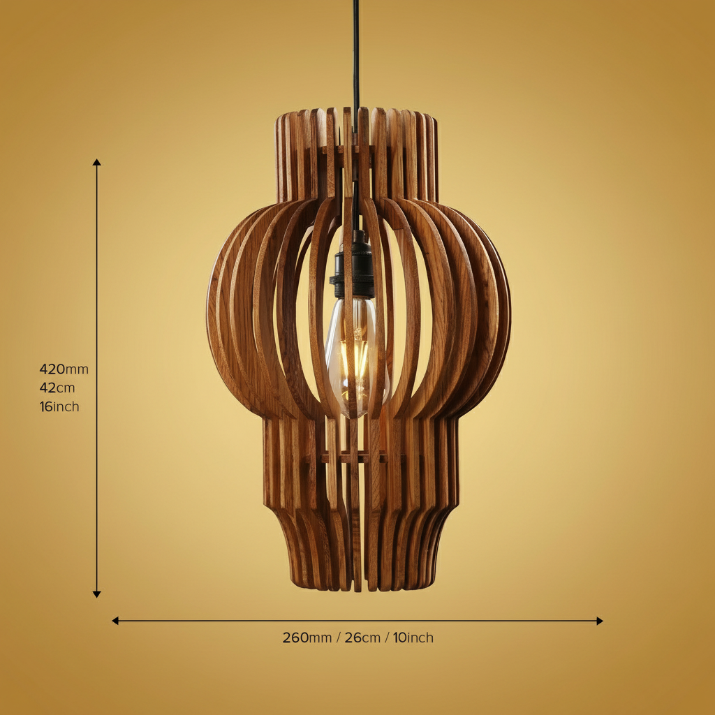 Wave Crest Wooden Lamp Pendant Light