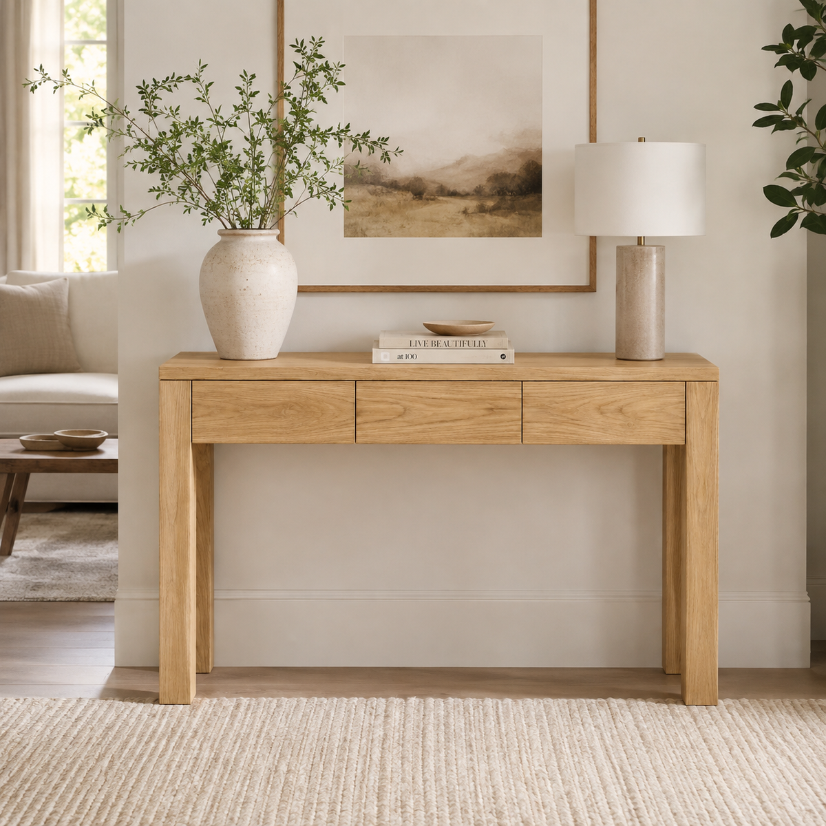 Elvara Elm Console - Refined Simplicity in Solid Wood