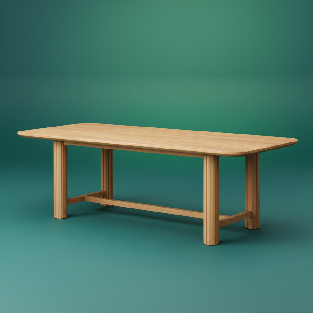 Fluted American Oak Dining Table