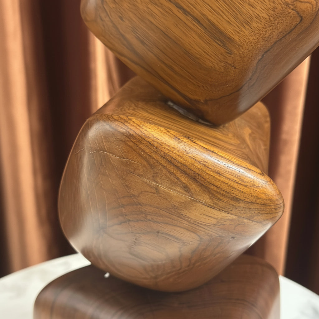 Organic Balance - Handcrafted Solid Teak Wood Sculpture