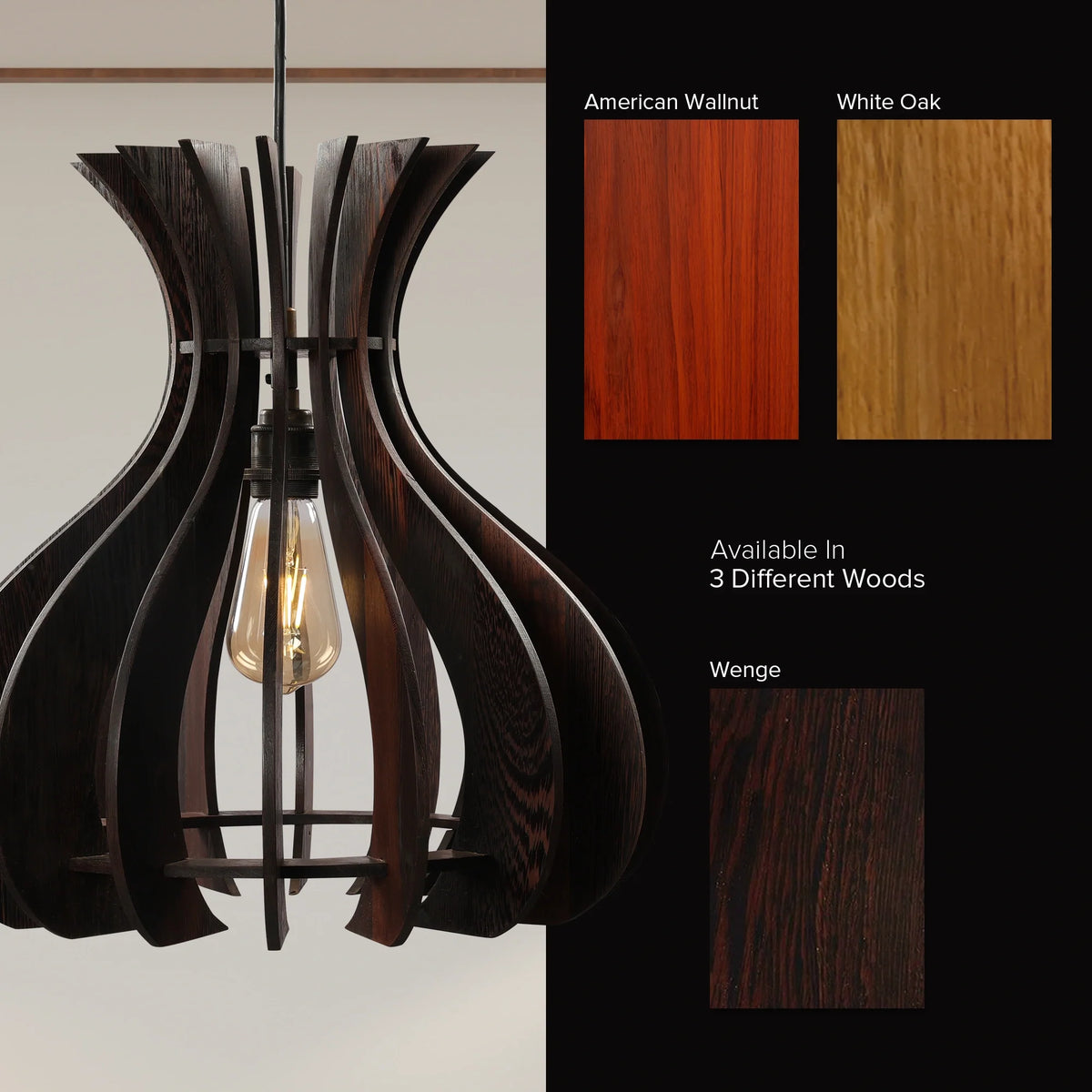 Wavy Spiral Wooden Pendant Lamp
