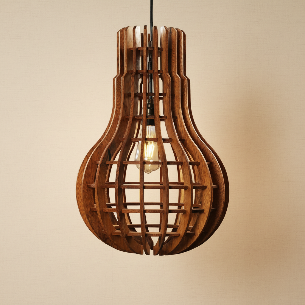 Serene Bulb Loft Wooden Pendant Light