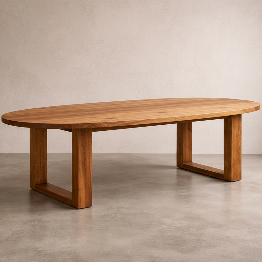 Maison Curve Table - American Oak Wood