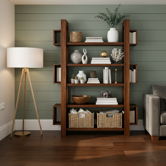 Styled Living Elegance - Modern Solid Wood Bookshelf