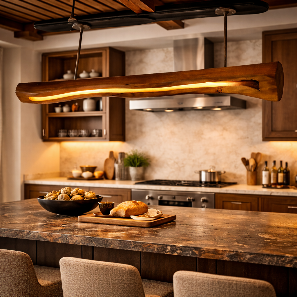 RiverGlow - Live Edge Solid Wood LED Pendant Light