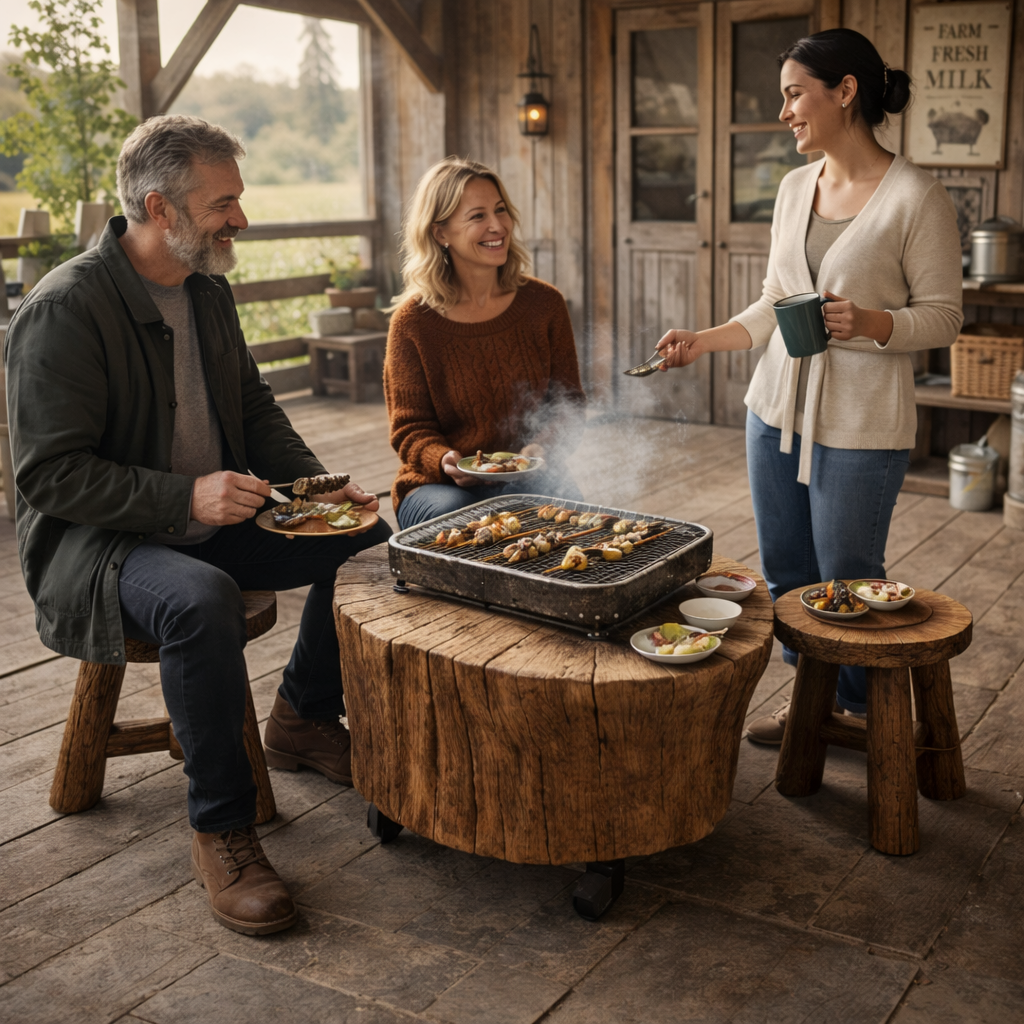 Solid Tree Trunk Grill Table