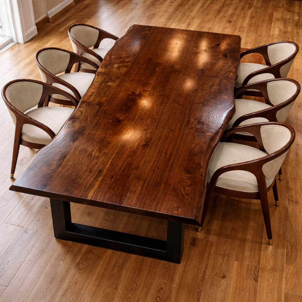 Rustica Grande Walnut Dining Table - Handcrafted Solid Wood