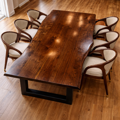 Rustica Grande Walnut Dining Table - Handcrafted Solid Wood