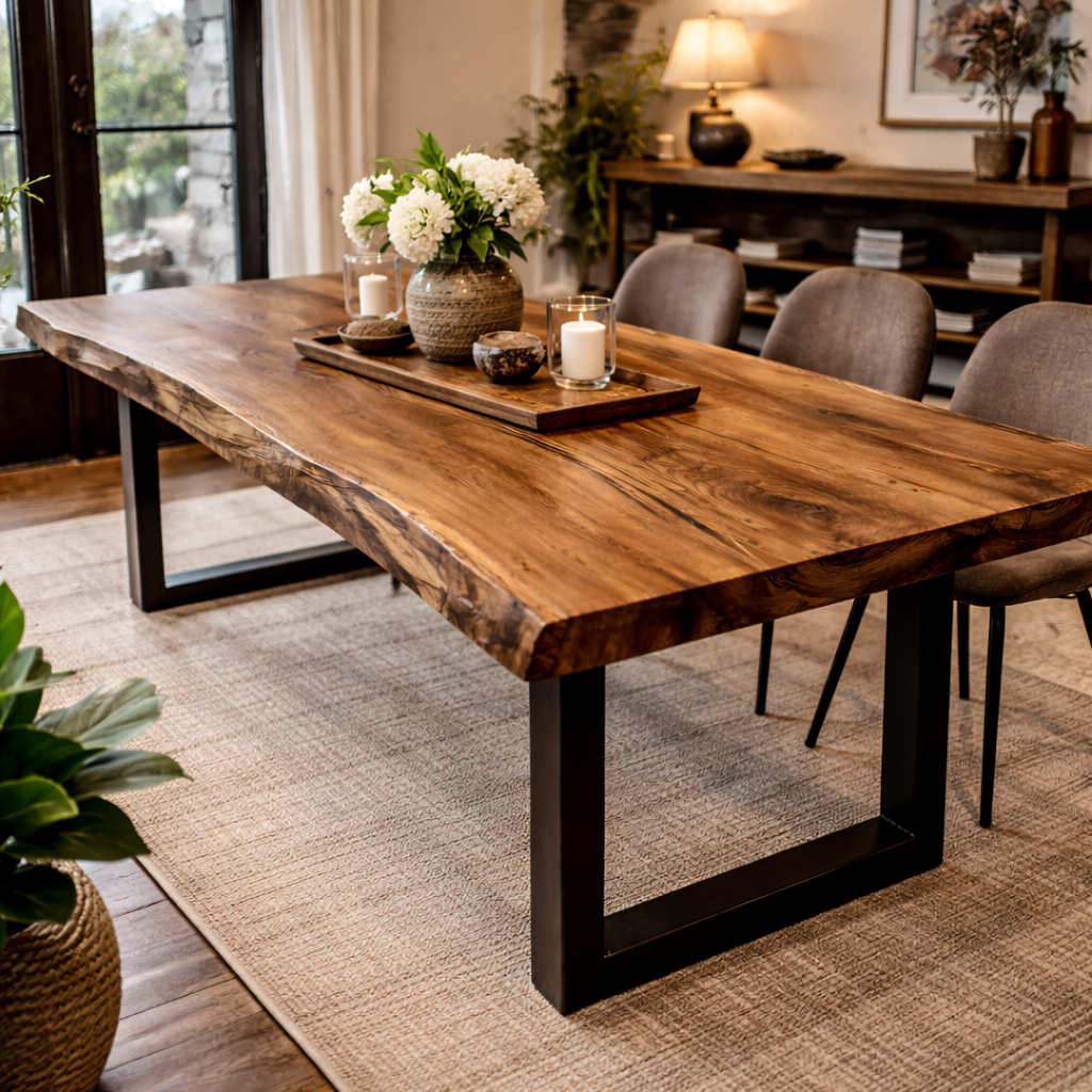 Rustica Grande Walnut Dining Table - Handcrafted Solid Wood