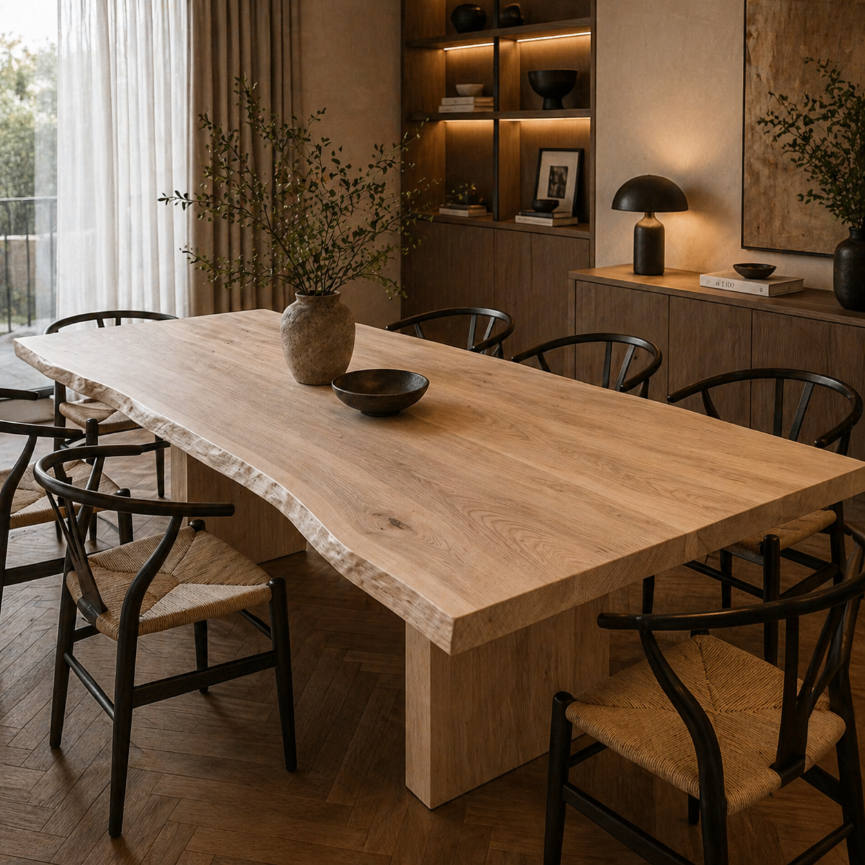 White Ash Horizon Live Edge Dining Table
