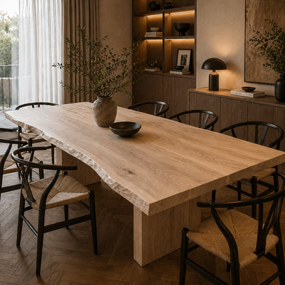 White Ash Horizon Live Edge Dining Table