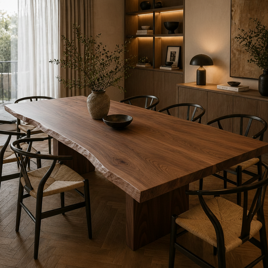 White Ash Horizon Live Edge Dining Table