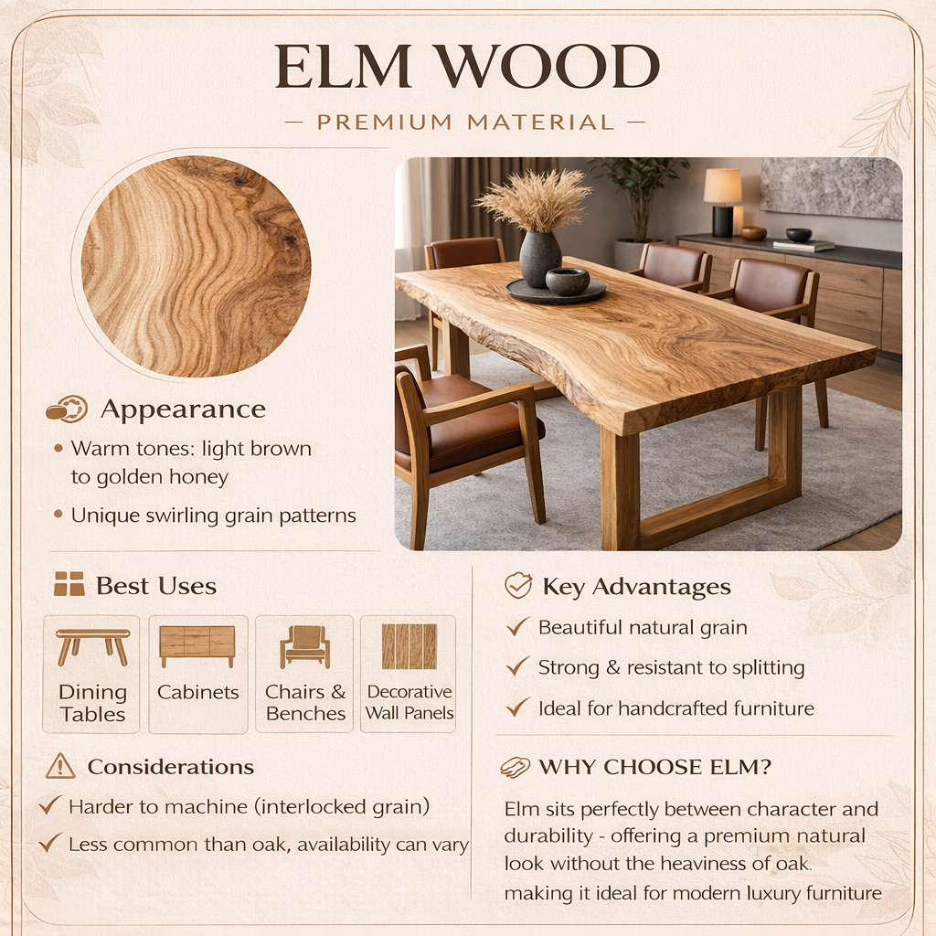 Wildgrain Elm Live Edge Dining Table