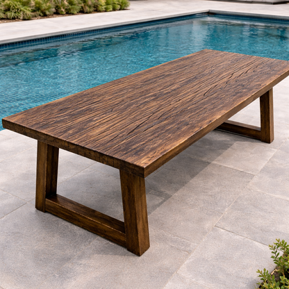 Tamar Ridge Rustic Teak Outdoor Dining Table