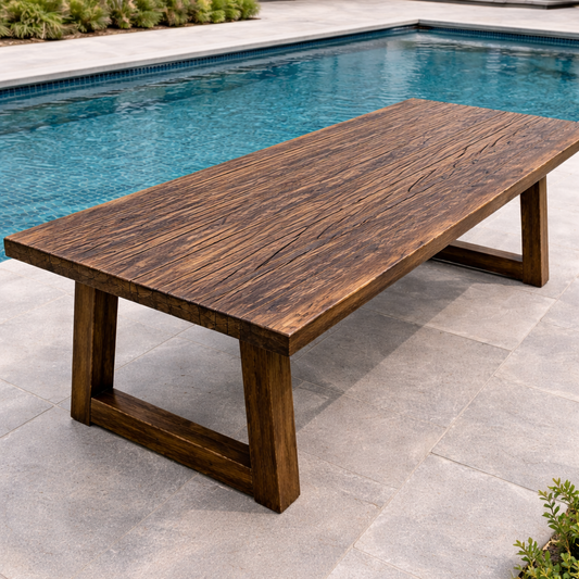 Tamar Ridge Rustic Teak Outdoor Dining Table