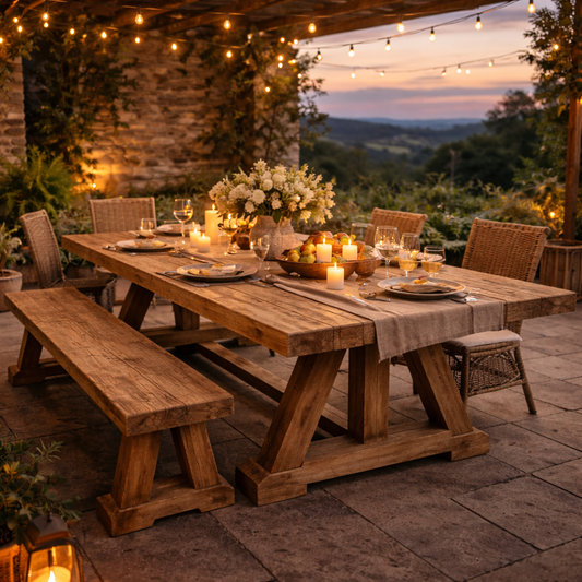 Heritage Beam - Sculpted Rustic Oak Dining Table