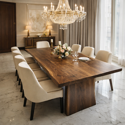 Rustica Grande Walnut Dining Table - Handcrafted Solid Wood