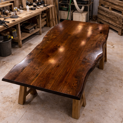 Rustica Grande Walnut Dining Table - Handcrafted Solid Wood