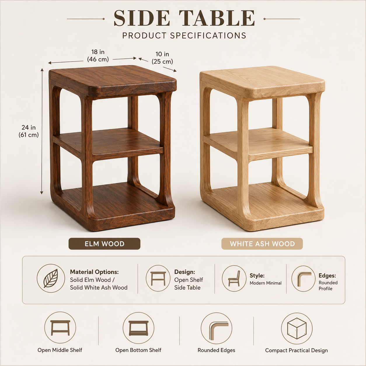 ArcNest Teak Side Table