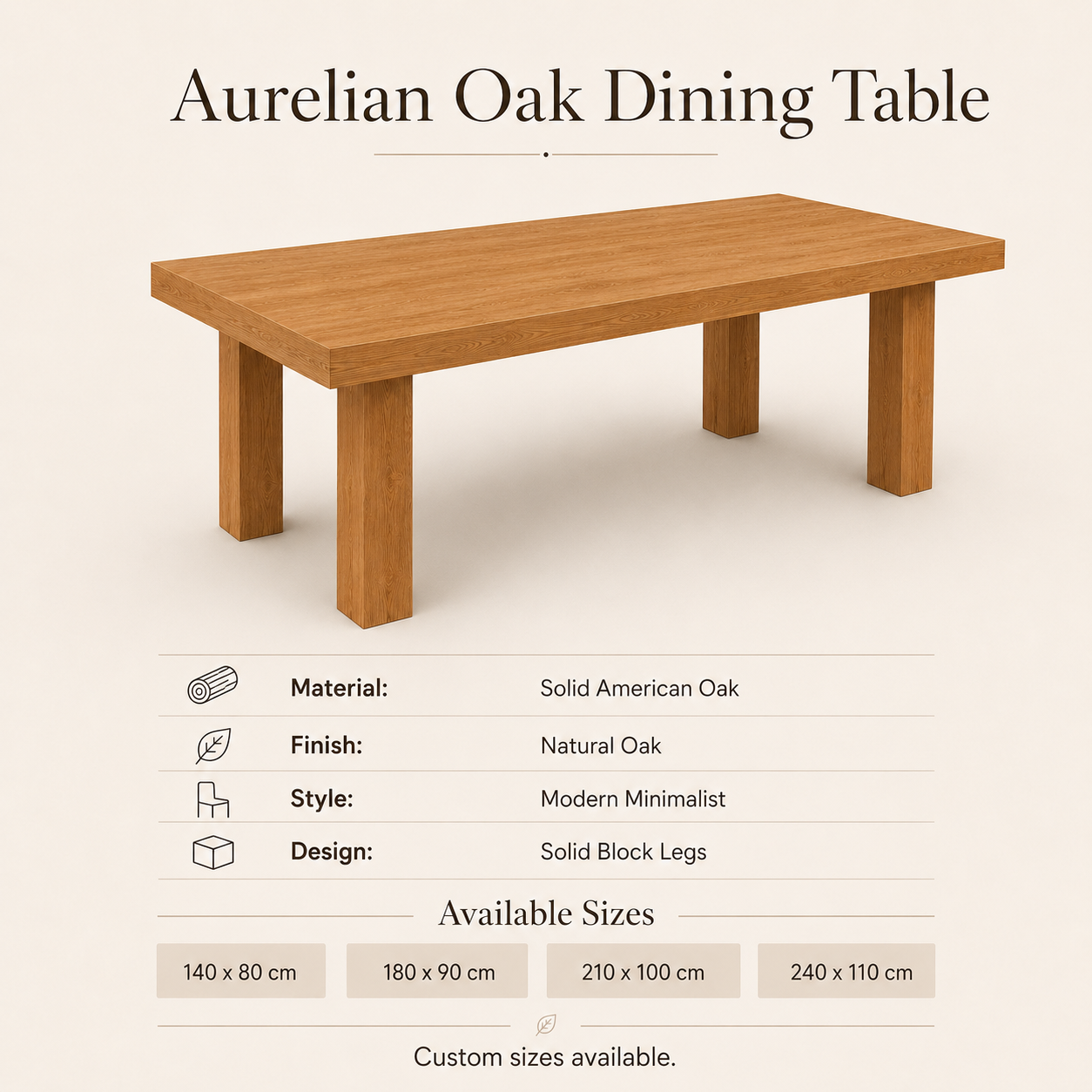 Aurelian Oak Dining Table