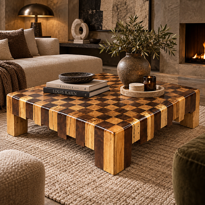 Mosaic Oak & Walnut Coffee Table