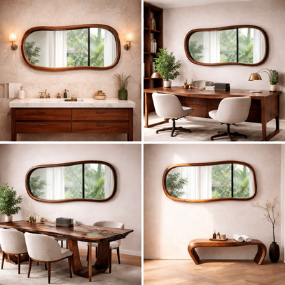 The Quiet Curve - Sculpted Solid Wood Mirror