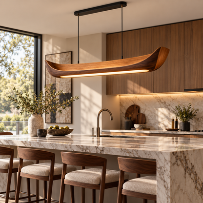 Aurelia Teak Sculptural Pendant Light - Walnut Finish