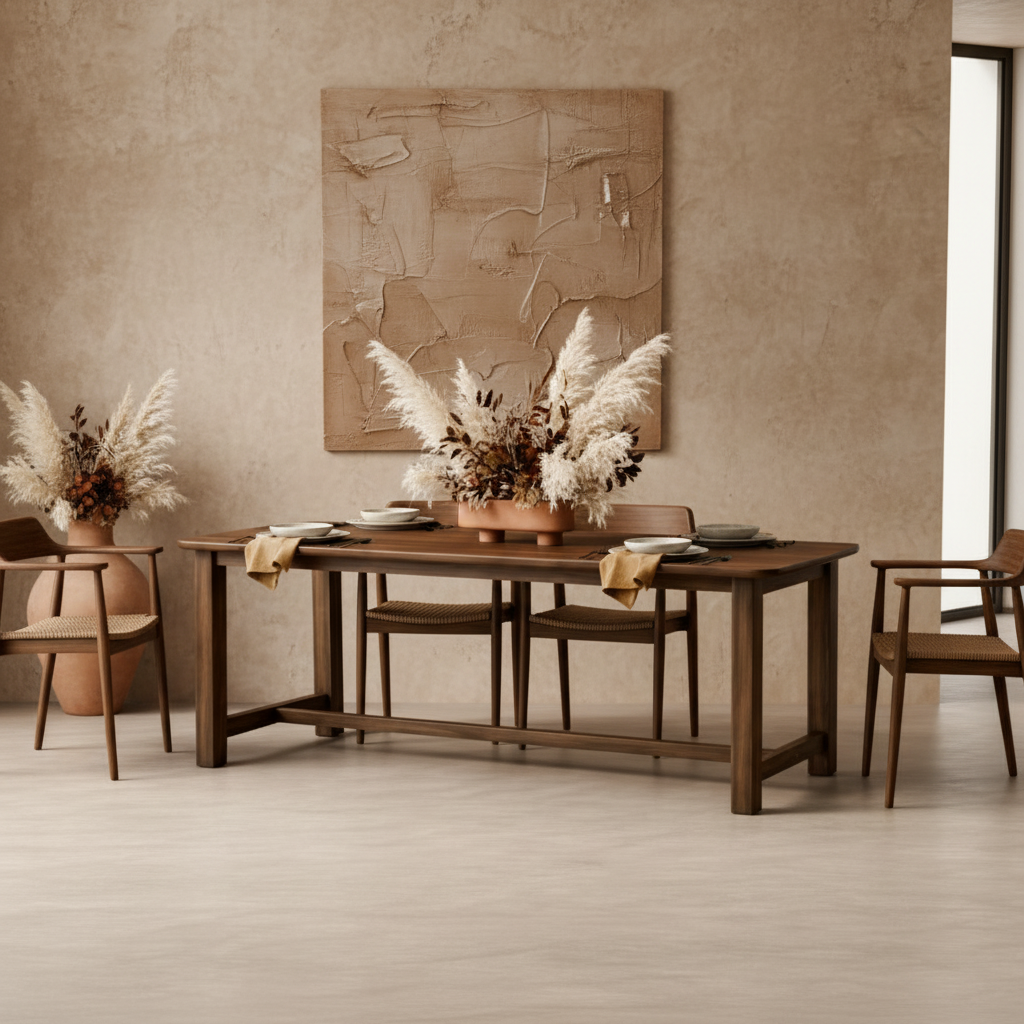 Cross Rail Teak Wood Table