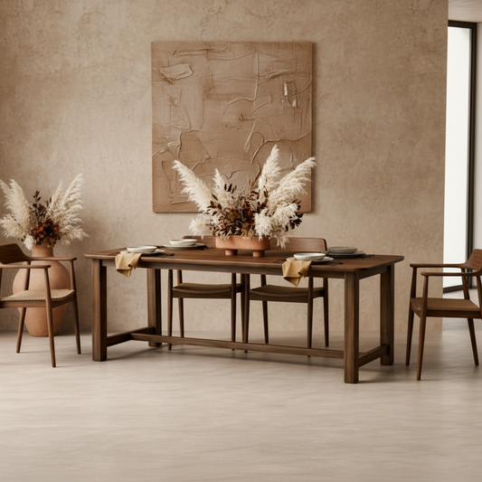 Cross Rail Teak Wood Table