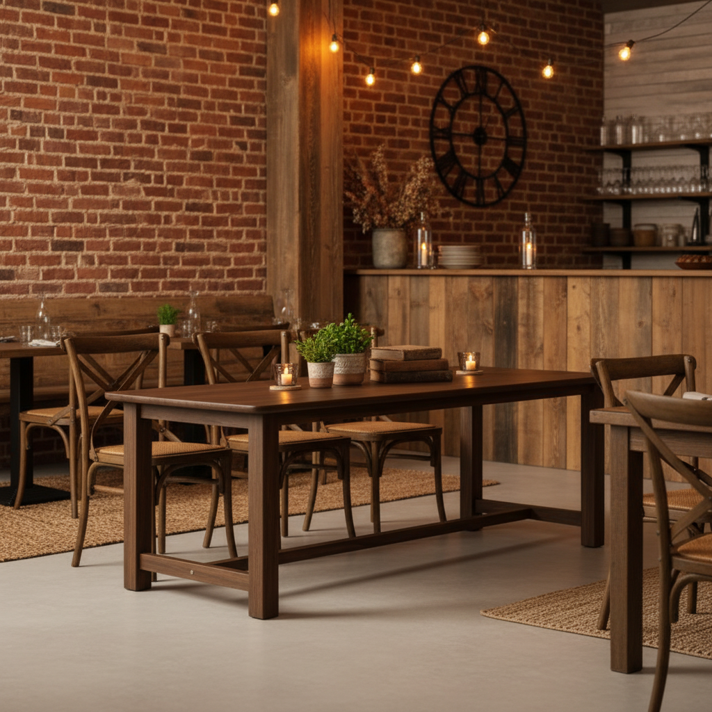Cross Rail Teak Wood Table