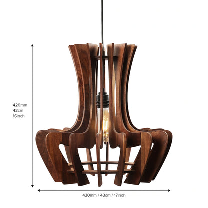 Curved Petal Wooden Pendant Light