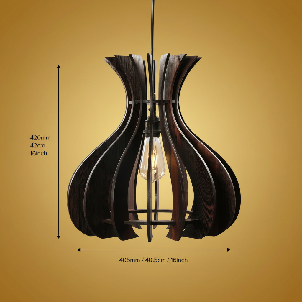 Wavy Spiral Wooden Pendant Lamp