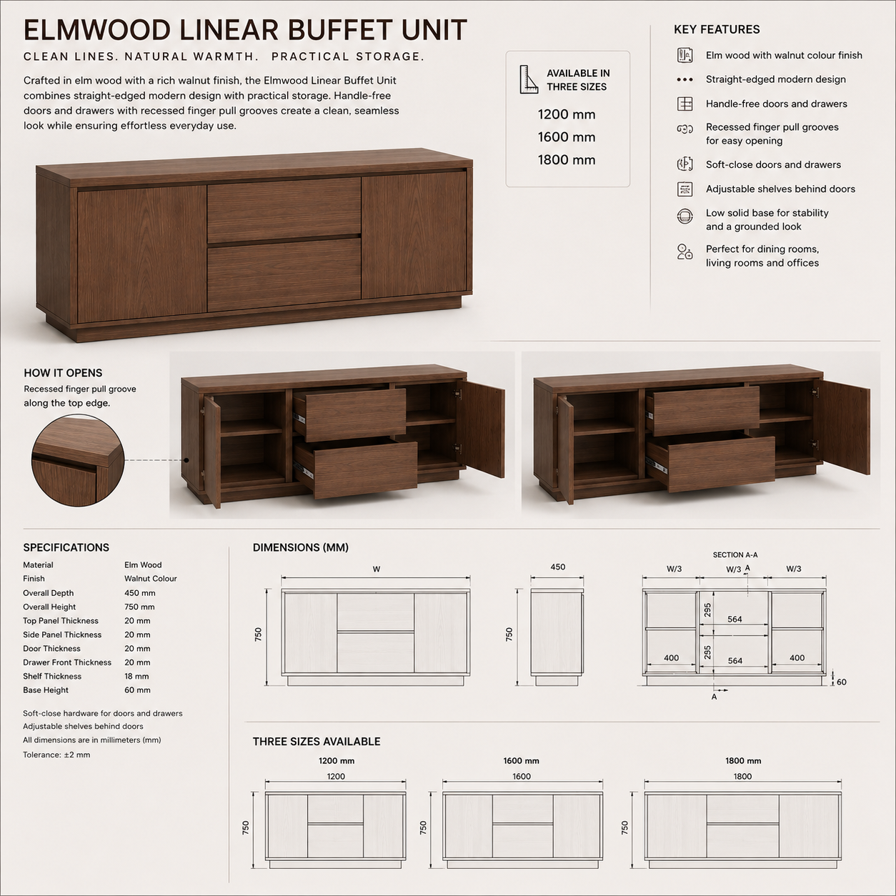 Elmwood Linear Sideboard
