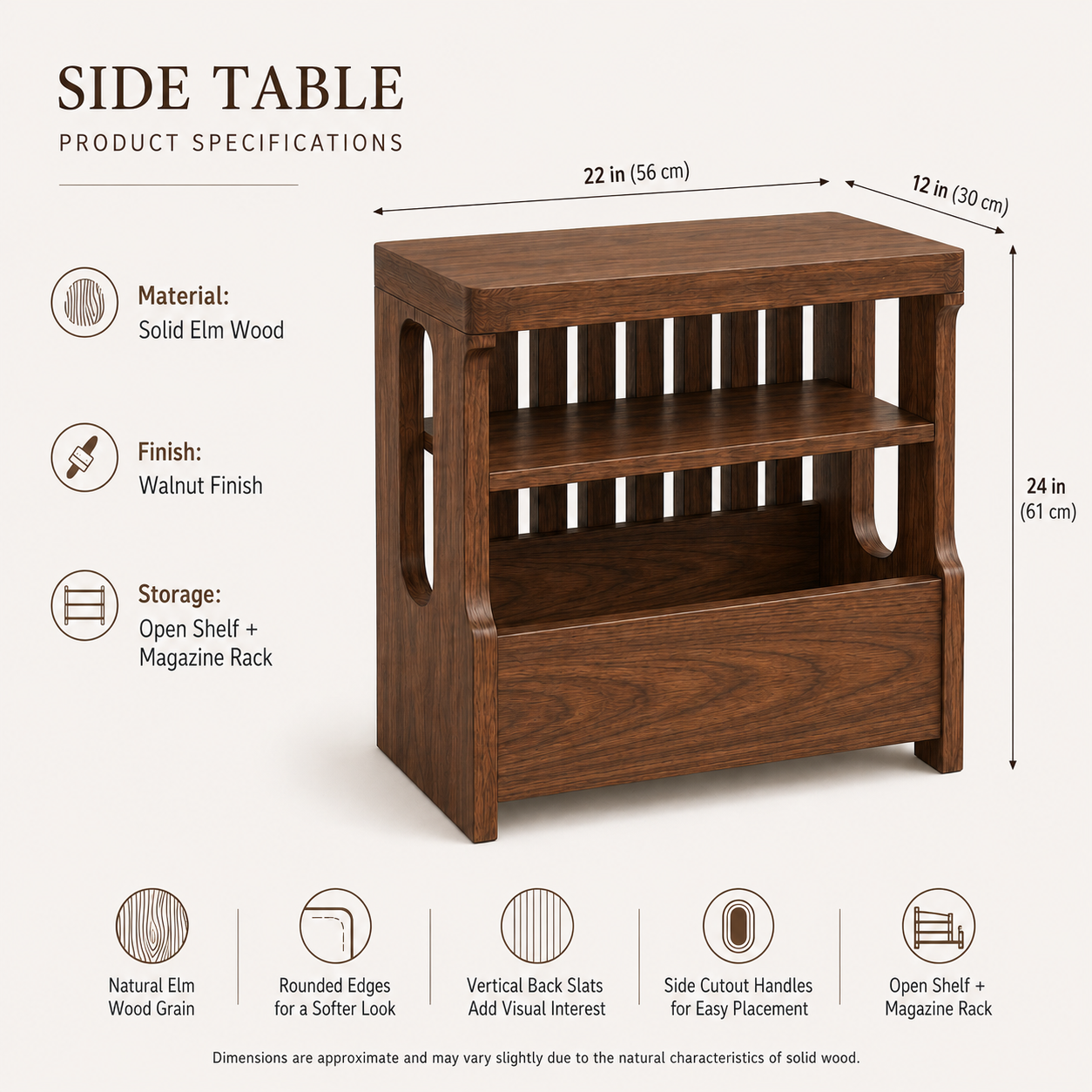 The Elmora Solid Wood Side Table