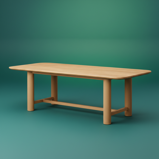 Fluted European/American Oak Dining Table