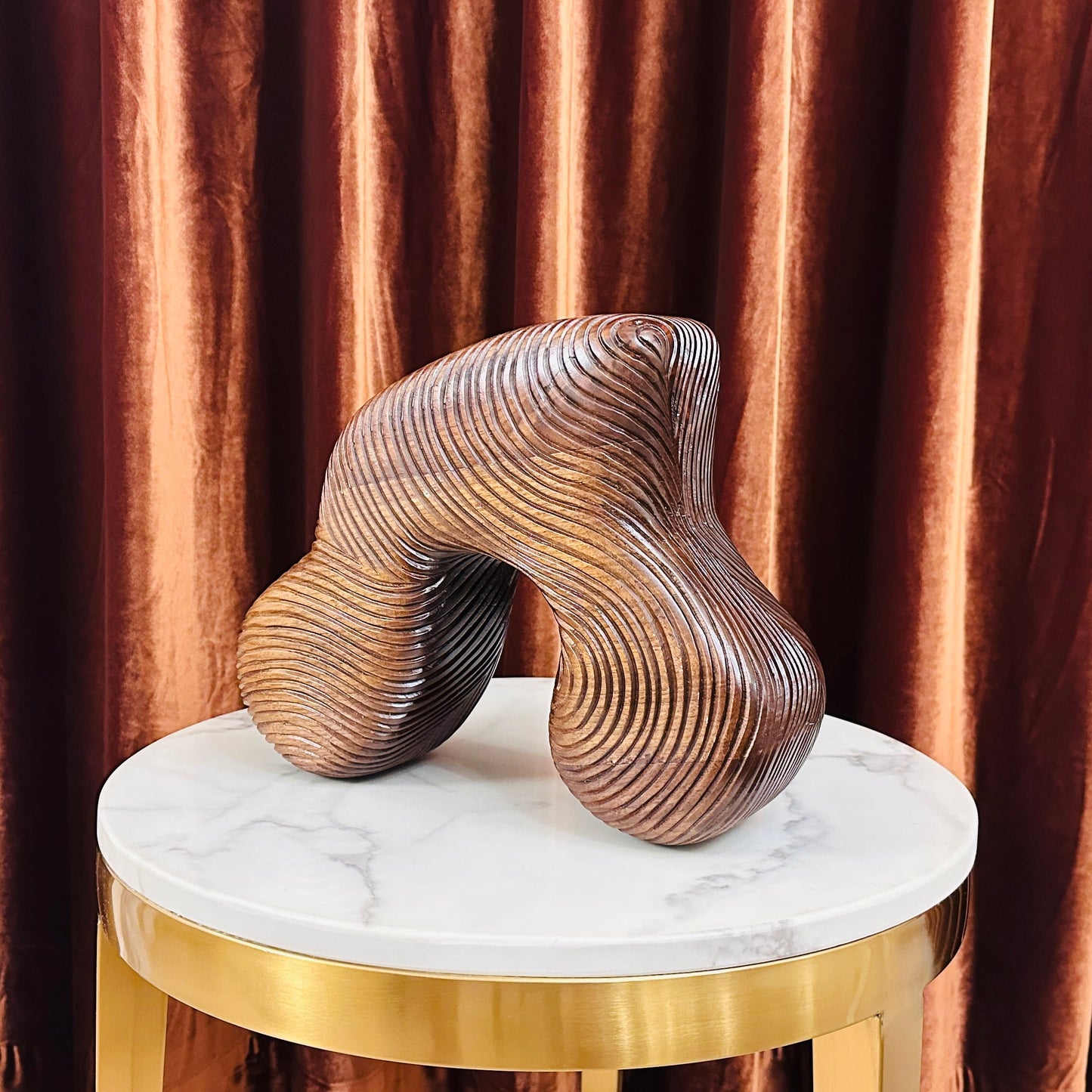 Spiral Flow Sculpture - Hand-Carved American Walnut Statement Piece