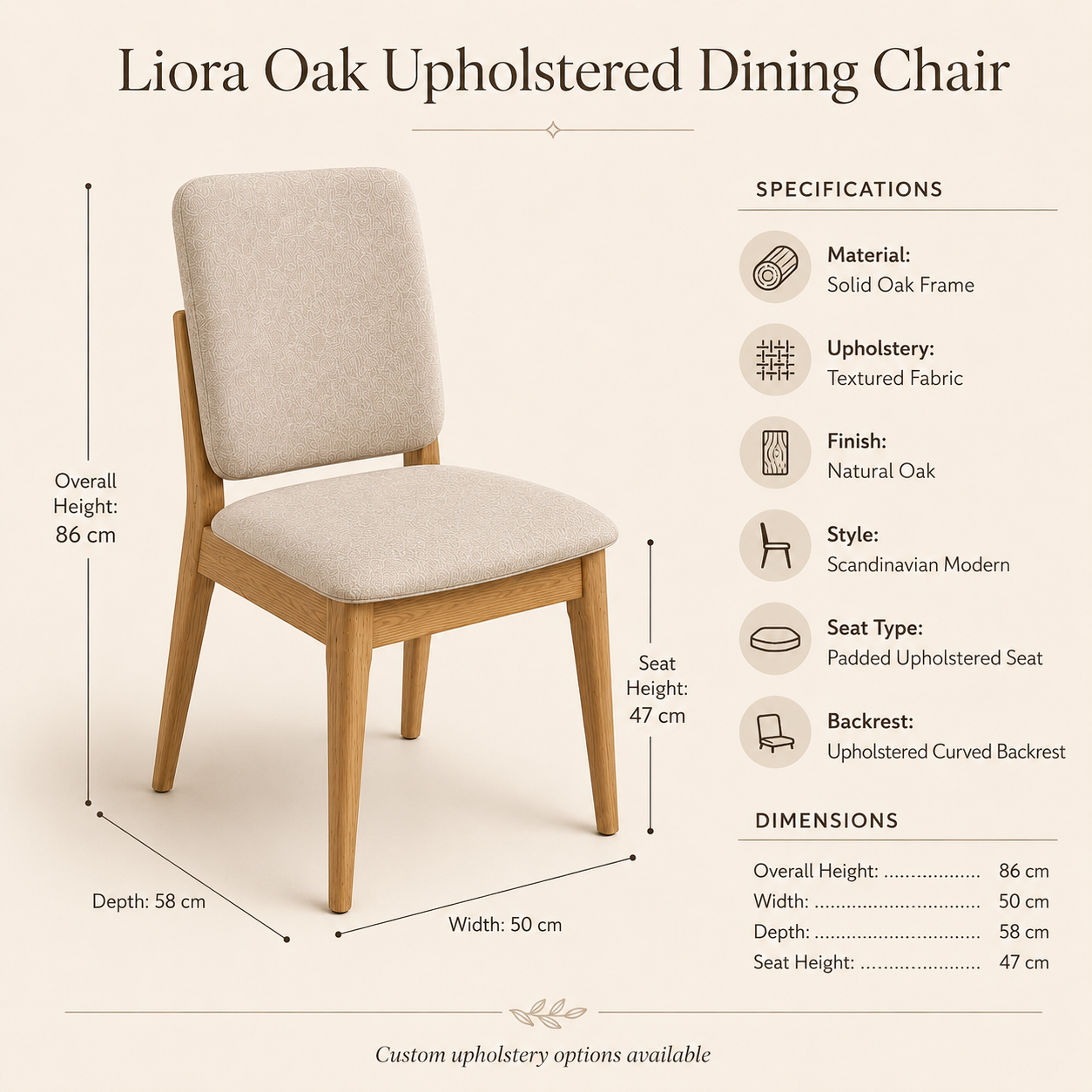 Liora Oak Upholstered Dining Chair