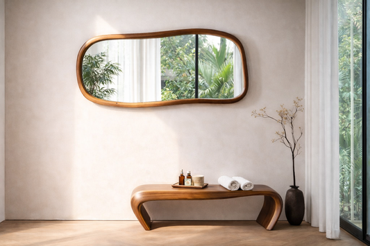 The Quiet Curve - Sculpted Solid Wood Mirror