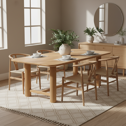 Fluted European/American Oak Dining Table