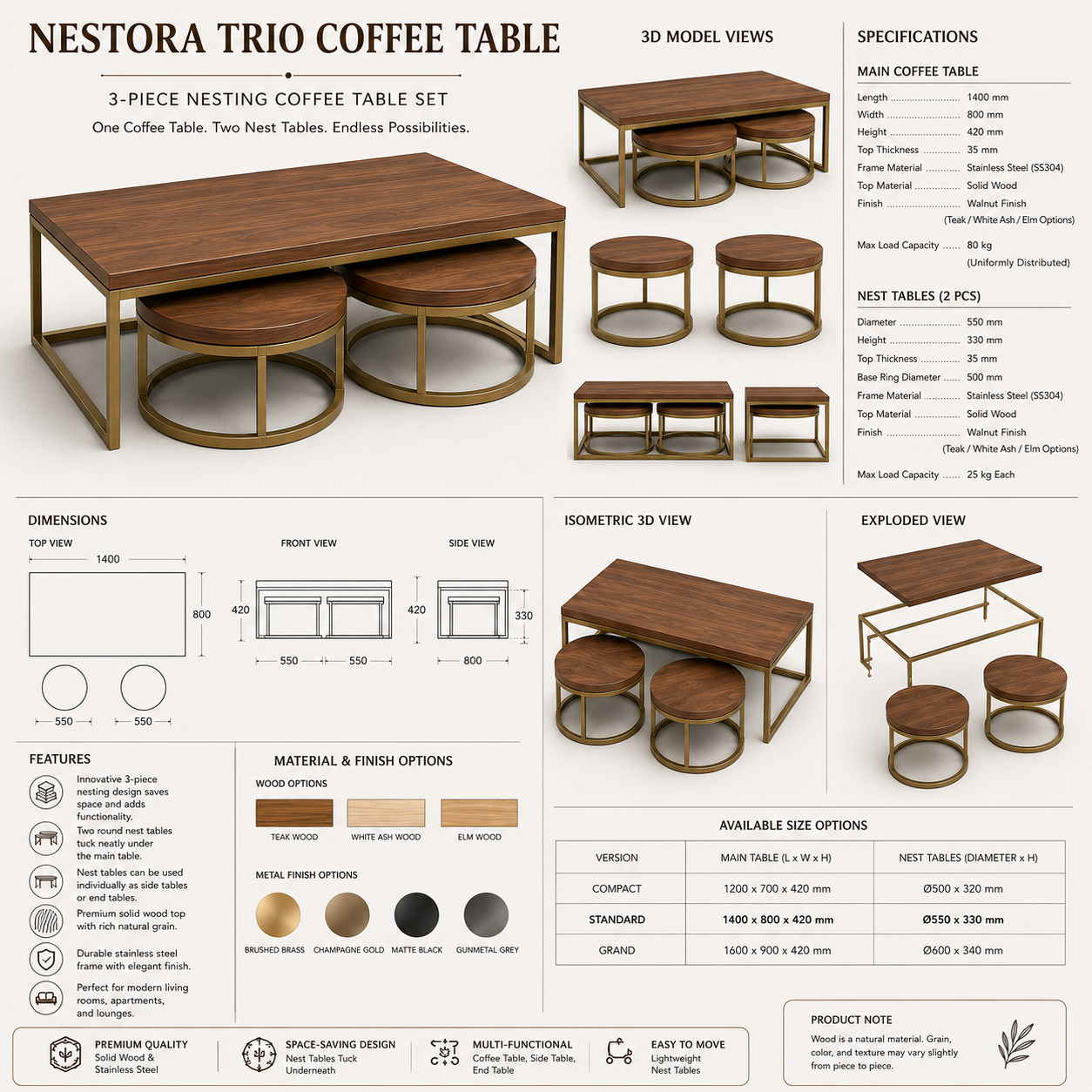 Nestora Trio Coffee Table