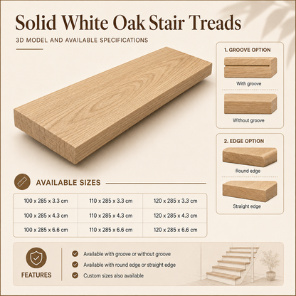 OakStep White Oak Stair Treads - Natural Elegance, Crafted for Every Step