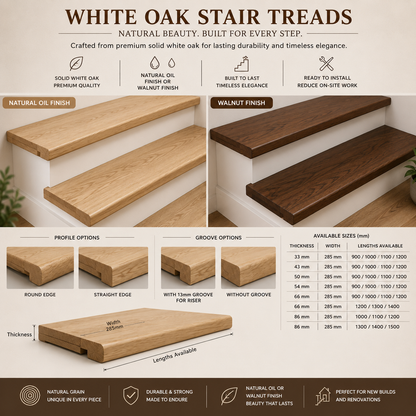 OakStep White Oak Stair Treads - Natural Elegance, Crafted for Every Step