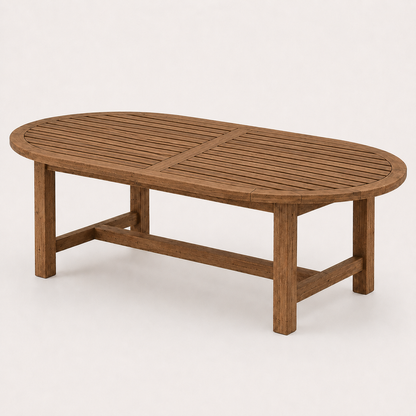 The Arlo Oval Reclaimed Teak Outdoor Dining Set