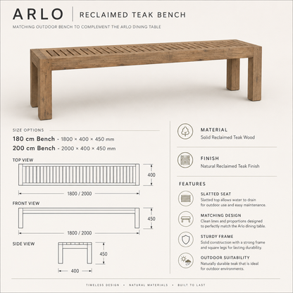 The Arlo Oval Reclaimed Teak Outdoor Dining Set