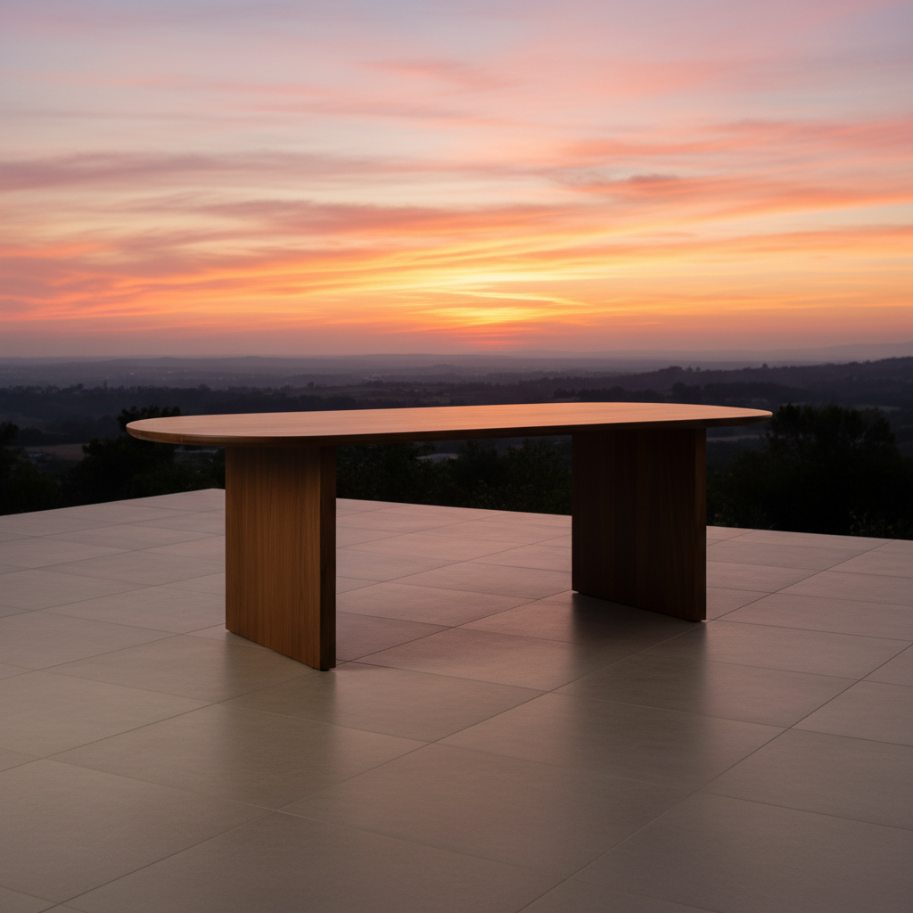 Panel Leg Teak Wood Table