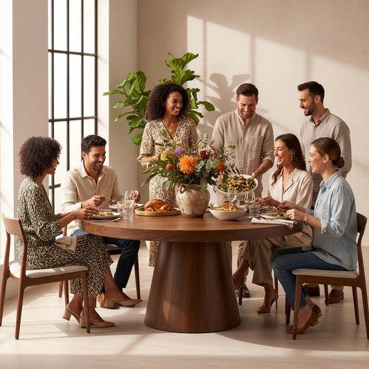 Monolith Pedestal Teak Wood Table